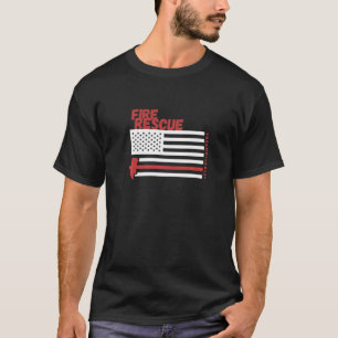 Fire Rescue Firefighter American Flag T-Shirt