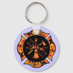 Fire Rescue Flaming Cross Keychain