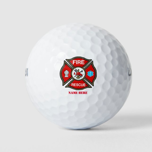 Fire Rescue Maltese Cross Custom Golf Balls (Front)