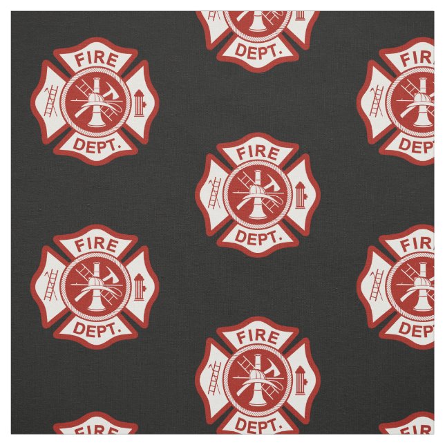 Fire Rescue Maltese Cross Symbol Black Fabric (Swatch)