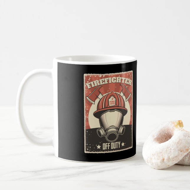 Fire Rescue Retired Firefighter Off Duty Fireman Coffee Mug (With Donut)