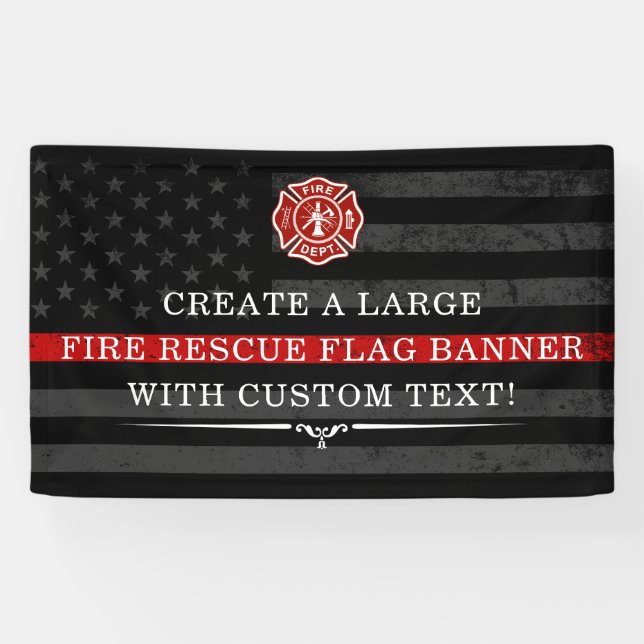 Fire Rescue Themed American Flag Dark Backdrop Banner (Horizontal)