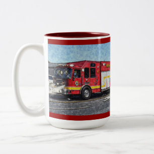 Fire Rescue Truck Emergency Vehicle Two-Tone Coffee Mug