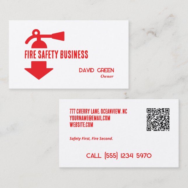 Fire Safety Custom QR Business Card (Front/Back)