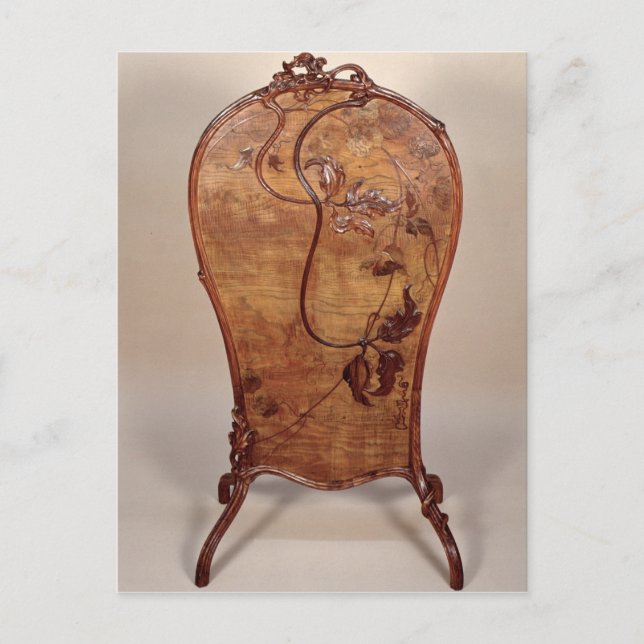 Fire screen with marquetry of various woods postcard (Front)