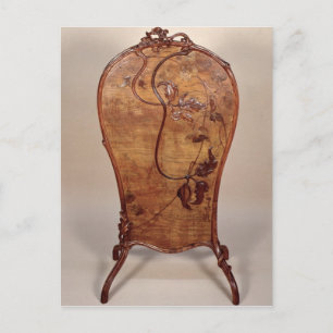 Fire screen with marquetry of various woods postcard