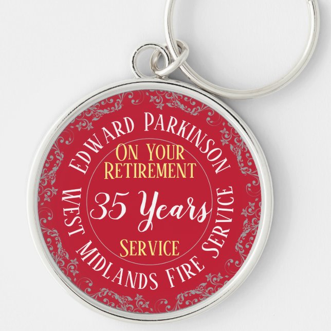 Fire Service Employee Retirement Award Keychain (Front)