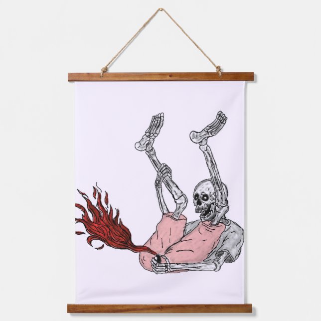 Fire Skeleton Banner Hanging Tapestry (Front)
