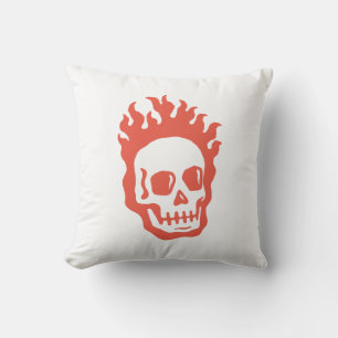 Fire Skull Throw Pillow