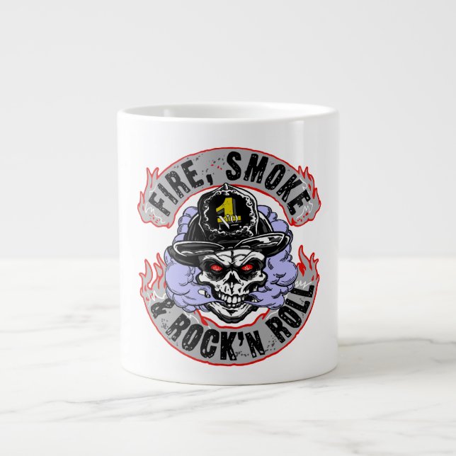 Fire, Smoke & Rock n Roll Large Coffee Mug (Front)