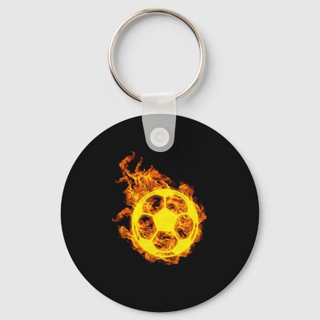 Fire Soccer Ball Soccer Player Keychain (Front)