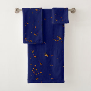 Fire Sparks Overlay Your Photo Bonfire Ashes Blue Bath Towel Set