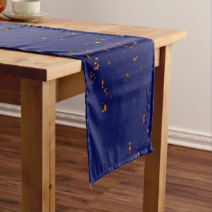 Fire Sparks Overlay Your Photo Bonfire Ashes Blue Short Table Runner