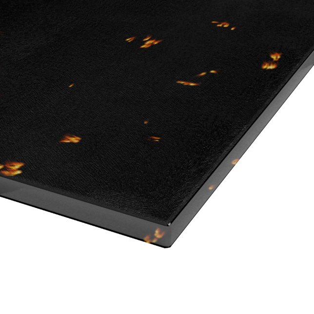 Fire Sparks Overlay Your Photo Burning Ashes Black Cutting Board (Corner)
