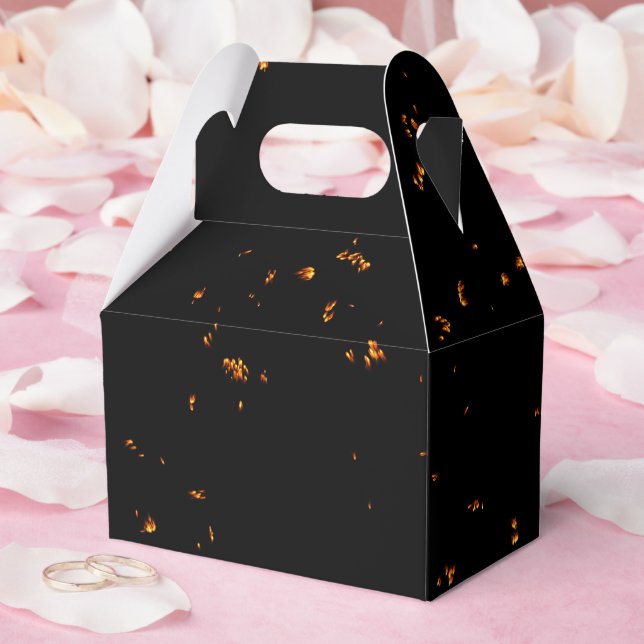 Fire Sparks Overlay Your Photo Burning Ashes Black Favor Box (Wedding)