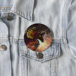 Fire Spitter Dragon 3 Inch Round Button