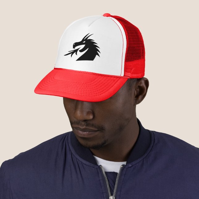 Fire spitting dragon head trucker hat (In Situ)
