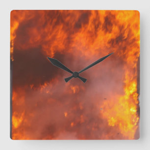 Fire square wall clock
