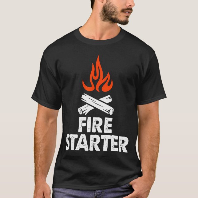 Fire Starter Tee Shirt Men Campfire Starter (Front)
