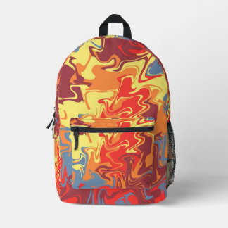 Fire Swirl Art Printed Backpack