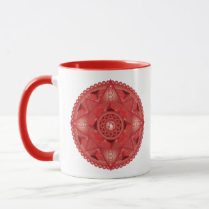 Fire Tetrahedron Red Mandala Two Tone Mug