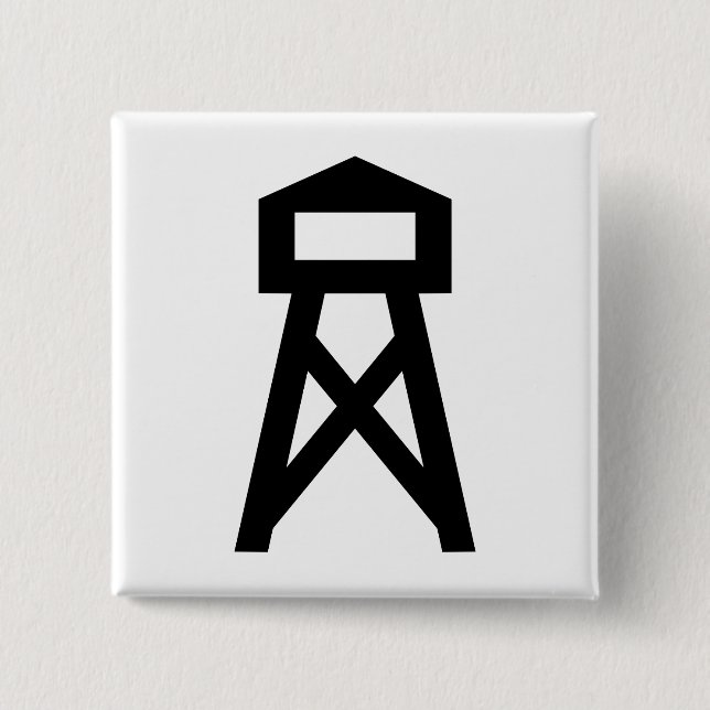 Fire Tower 2 Inch Square Button (Front)