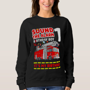Fire Truck 1 Year Old Firefighter 1st Birthday Boy Sweatshirt