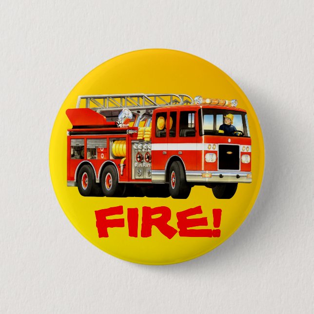 Fire Truck 2 Inch Round Button (Front)