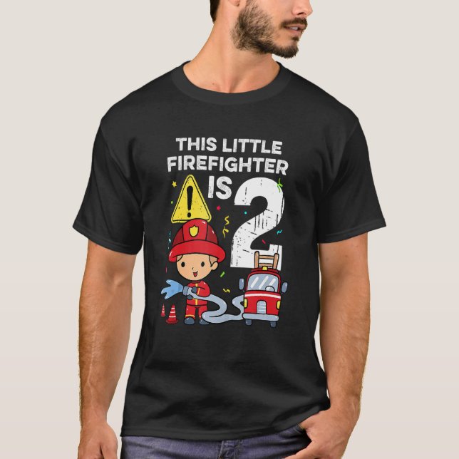 Fire Truck 2 Year Old Boys Firefighter Toddler 2nd T-Shirt (Front)