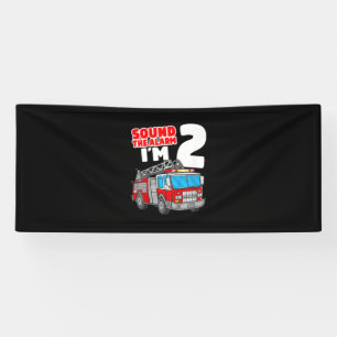 Fire Truck 2 Year Old Firefighter 2nd Birthday Banner