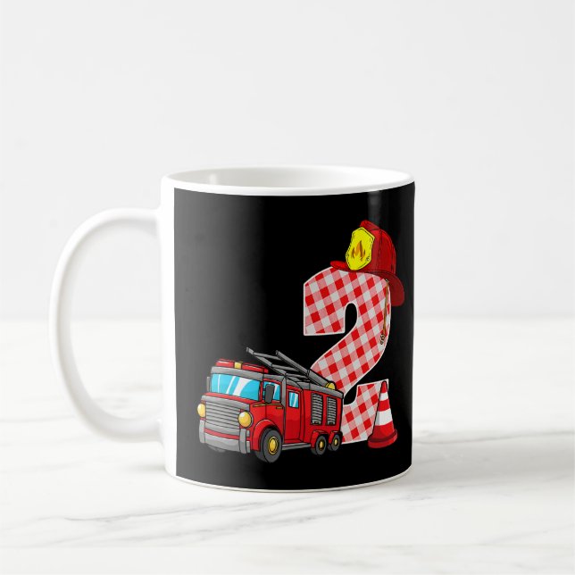 Fire Truck 2nd Birthday Boy Toddler Firefighter 2  Coffee Mug (Left)