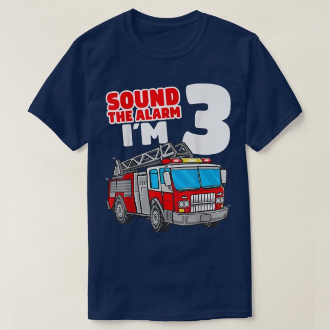 Fire Truck 3 Year Old Firefighter 3rd Birthday Boy T-Shirt (Design Front)