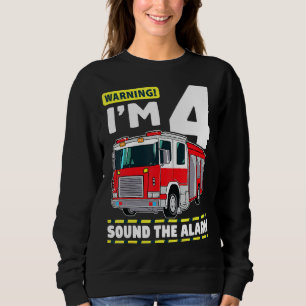 Fire Truck 4 Year Old Firefighter 4th Birthday Boy Sweatshirt