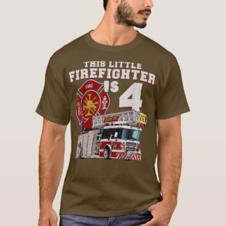 Fire Truck 4rd Birthday Firefighter boy T-Shirt