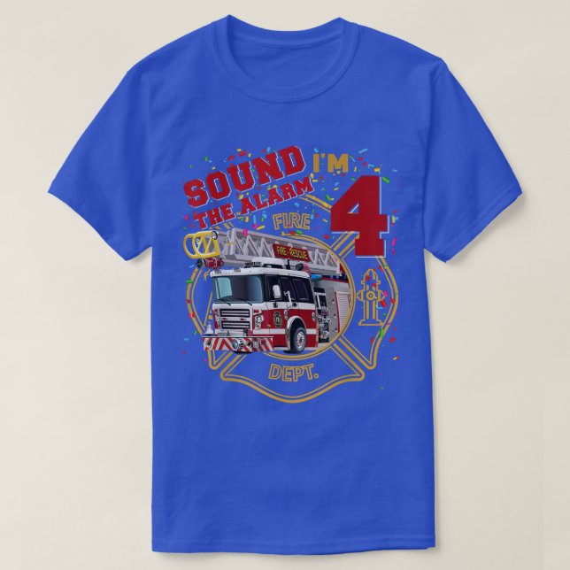 Fire Truck 4rd Birthday Firefighter boy  T-Shirt (Design Front)