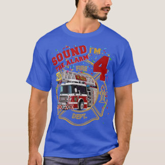 Fire Truck 4rd Birthday Firefighter boy  T-Shirt