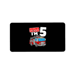 Fire Truck 5 Year Old Firefighter 5th Birthday Label
