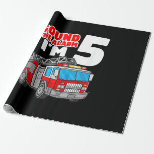 Fire Truck 5 Year Old Firefighter 5th Birthday Wrapping Paper