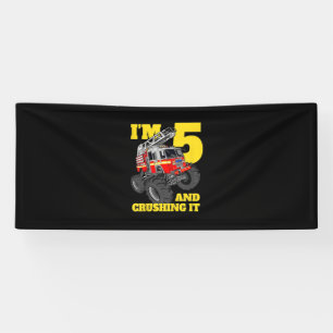 Fire Truck 5th Birthday Boy 5 Firefighter Gift Banner