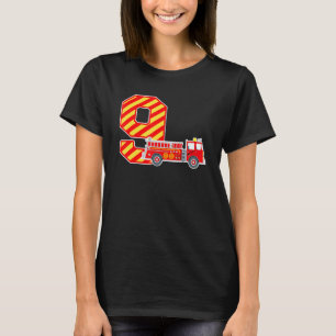 Fire Truck 9th Birthday Boy Toddler Firefighter 9 T-Shirt