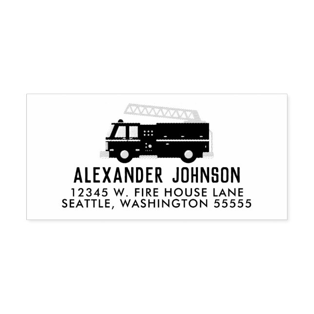 Fire Truck Address Self-inking Stamp (Design)