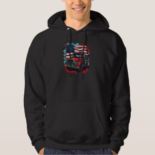 Fire Truck American Flag Design Firefighter Grandp Hoodie
