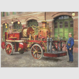 Fire Truck - An electric pump truck 1907 Tissue Paper