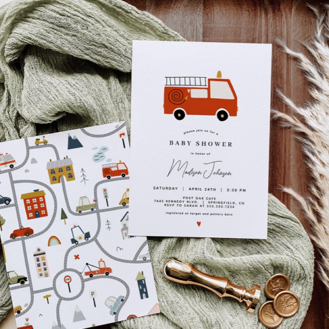 Fire Truck Baby Shower Invitation (Creator Uploaded)