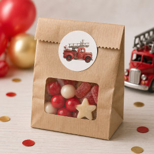 Fire Truck Birthday Firetruck Party Classic Round Sticker