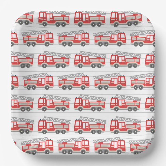 Fire Truck Birthday Paper Plate (Front)