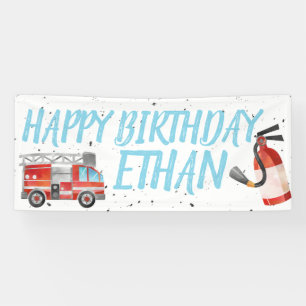Fire Truck Birthday Party Banner - Fireman Theme