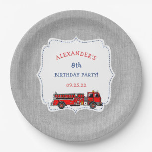 Fire Truck birthday party decor, firefighter theme Paper Plate