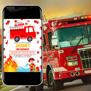 Fire Truck Birthday Party Invitation