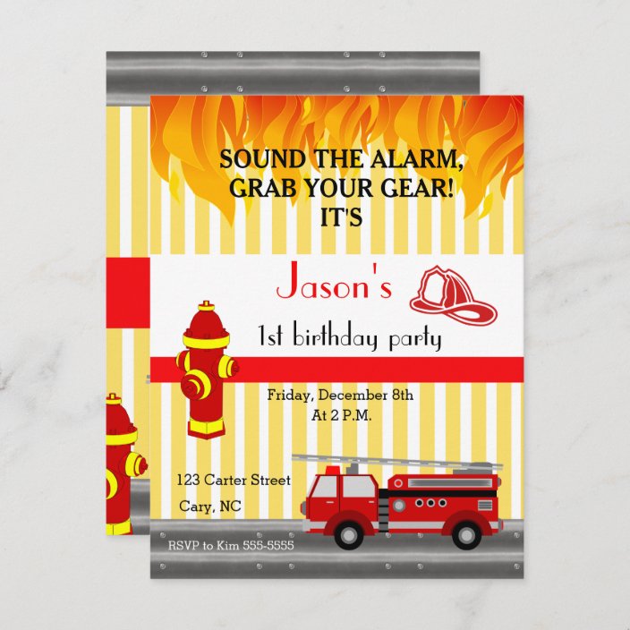 Fire truck birthday party invitation | Zazzle.ca